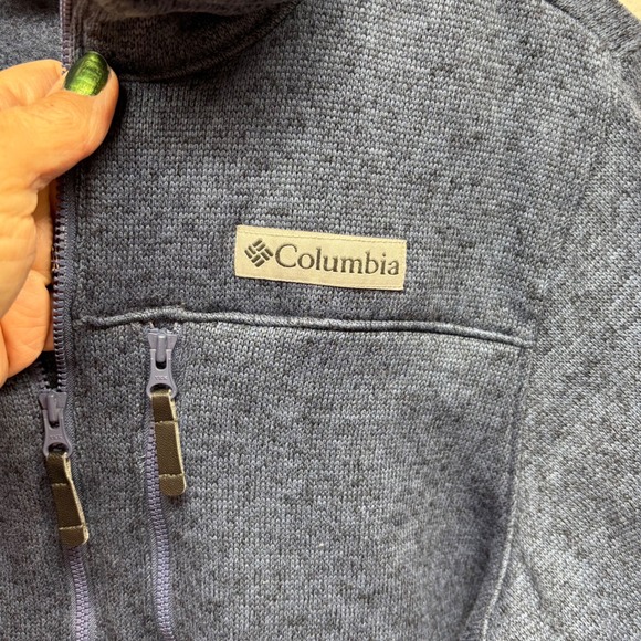 Columbia Mens Fleece Pullover‎ Small Blue 1/4 Zip Long Sleeve Mock Neck - Picture 2 of 7
